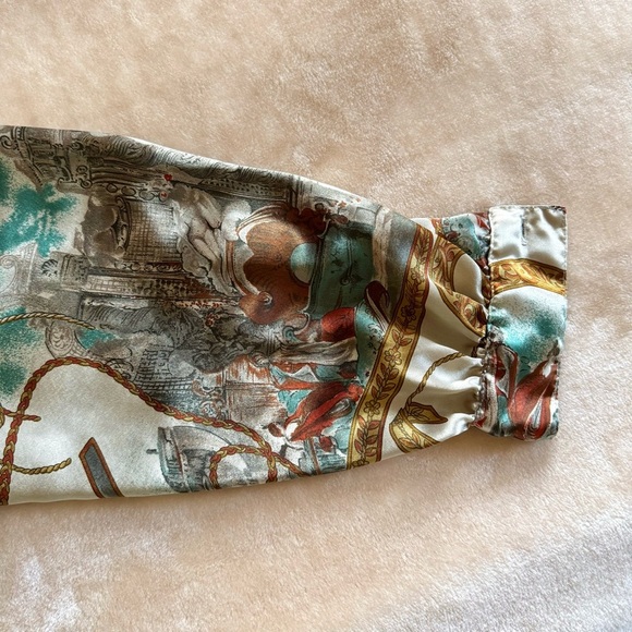 Vintage Baroque-Style Polyester Button-Up Shirt - Picture 7 of 8